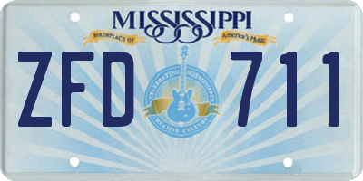 MS license plate ZFD711