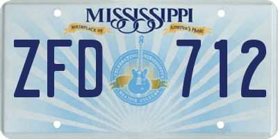 MS license plate ZFD712