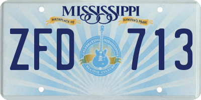 MS license plate ZFD713