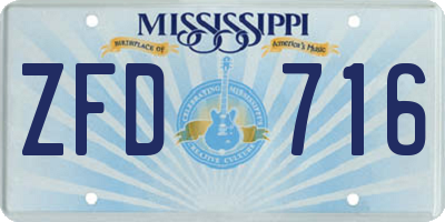MS license plate ZFD716