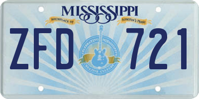 MS license plate ZFD721