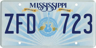 MS license plate ZFD723