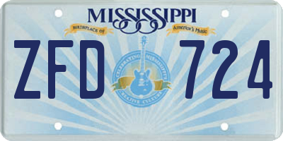 MS license plate ZFD724