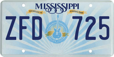MS license plate ZFD725