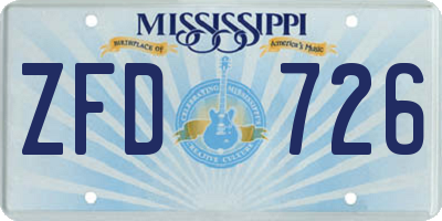 MS license plate ZFD726