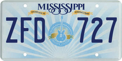 MS license plate ZFD727