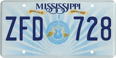 MS license plate ZFD728