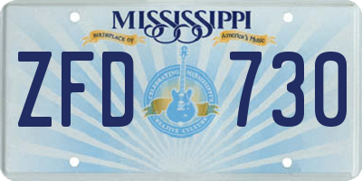 MS license plate ZFD730