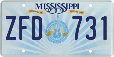 MS license plate ZFD731