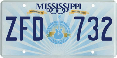 MS license plate ZFD732