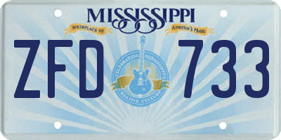 MS license plate ZFD733