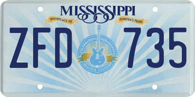 MS license plate ZFD735