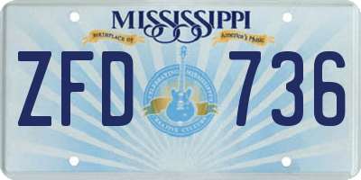 MS license plate ZFD736
