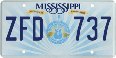 MS license plate ZFD737