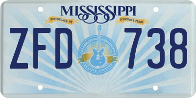 MS license plate ZFD738