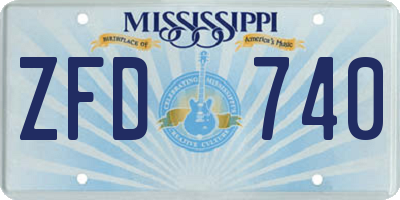 MS license plate ZFD740