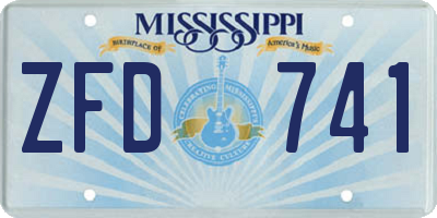 MS license plate ZFD741