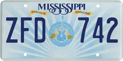 MS license plate ZFD742