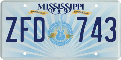 MS license plate ZFD743