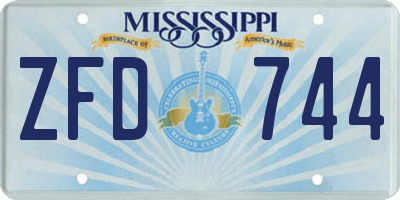 MS license plate ZFD744