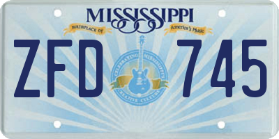 MS license plate ZFD745