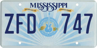 MS license plate ZFD747