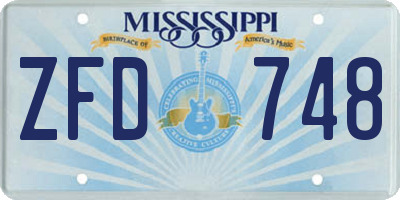 MS license plate ZFD748