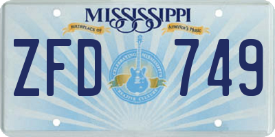 MS license plate ZFD749