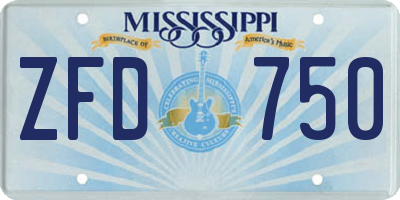 MS license plate ZFD750