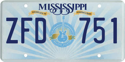 MS license plate ZFD751