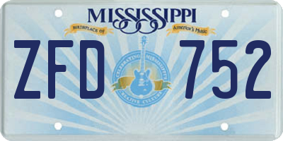 MS license plate ZFD752