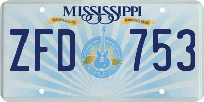 MS license plate ZFD753