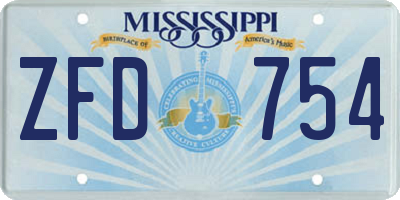 MS license plate ZFD754