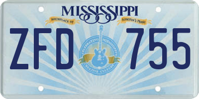 MS license plate ZFD755