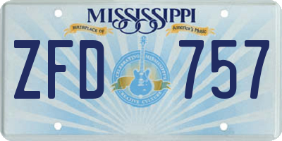 MS license plate ZFD757