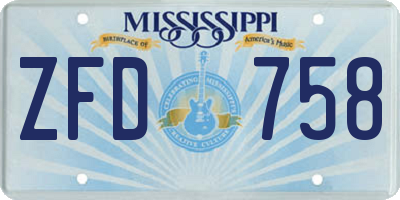 MS license plate ZFD758
