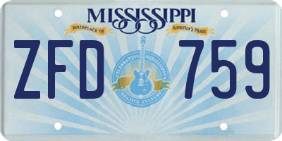 MS license plate ZFD759