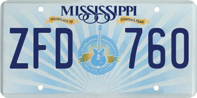 MS license plate ZFD760