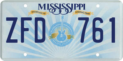 MS license plate ZFD761
