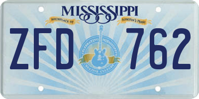 MS license plate ZFD762