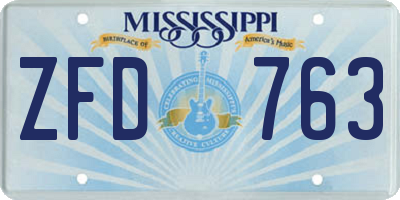 MS license plate ZFD763
