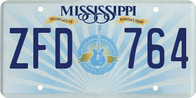 MS license plate ZFD764