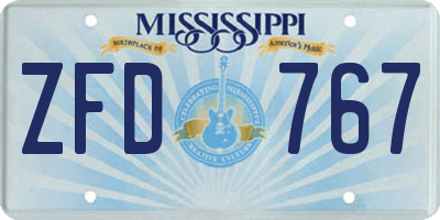 MS license plate ZFD767