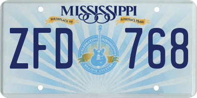 MS license plate ZFD768