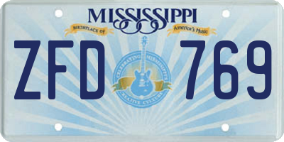 MS license plate ZFD769