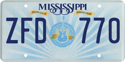 MS license plate ZFD770