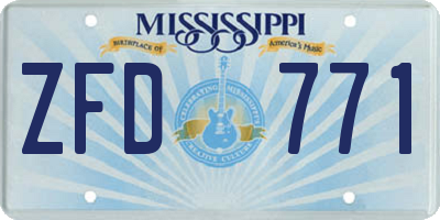 MS license plate ZFD771