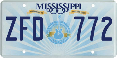 MS license plate ZFD772