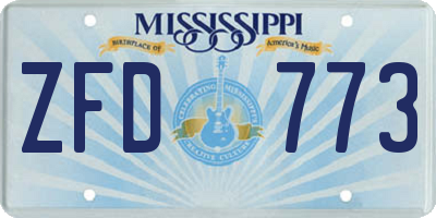 MS license plate ZFD773