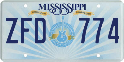 MS license plate ZFD774